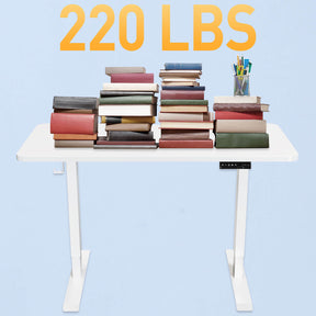 White dual motors standing desk supports up to 220 lbs.