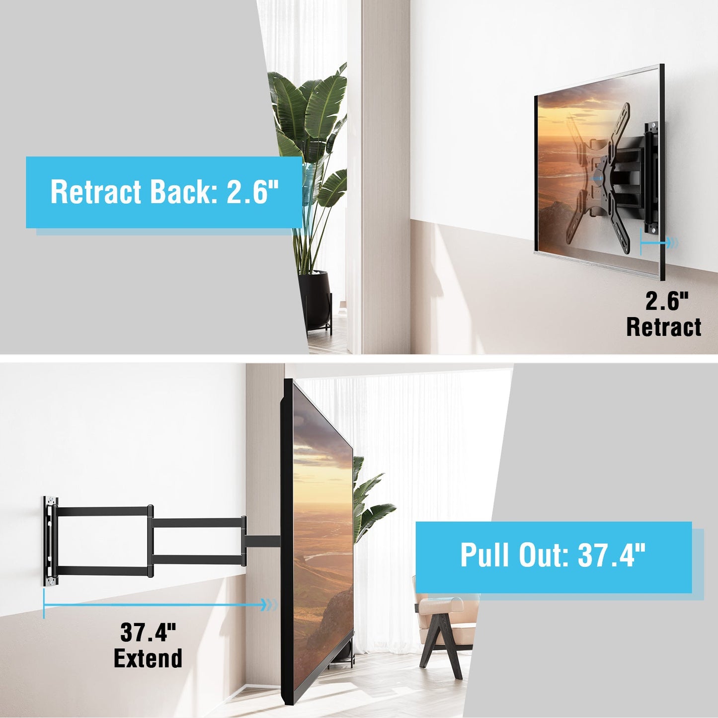 Full Motion TV Mount Long Arm For 26"-65" TVs MUT0047