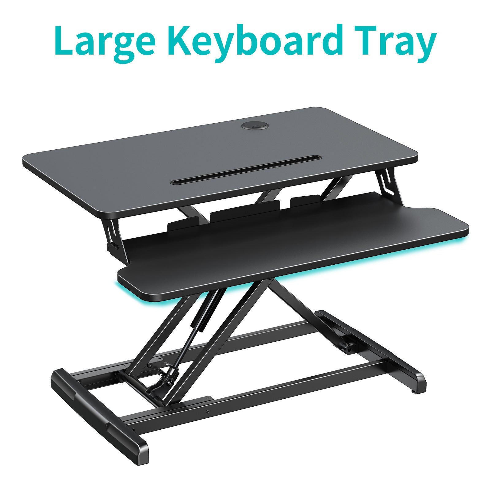 desk riser with a large keyboard tray Black