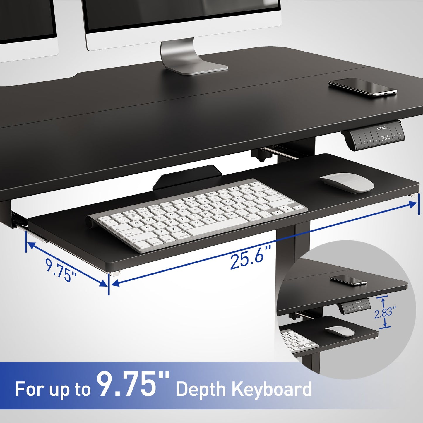 WOKA Electric Height Adjustable Standing Desk with Keyboard Tray