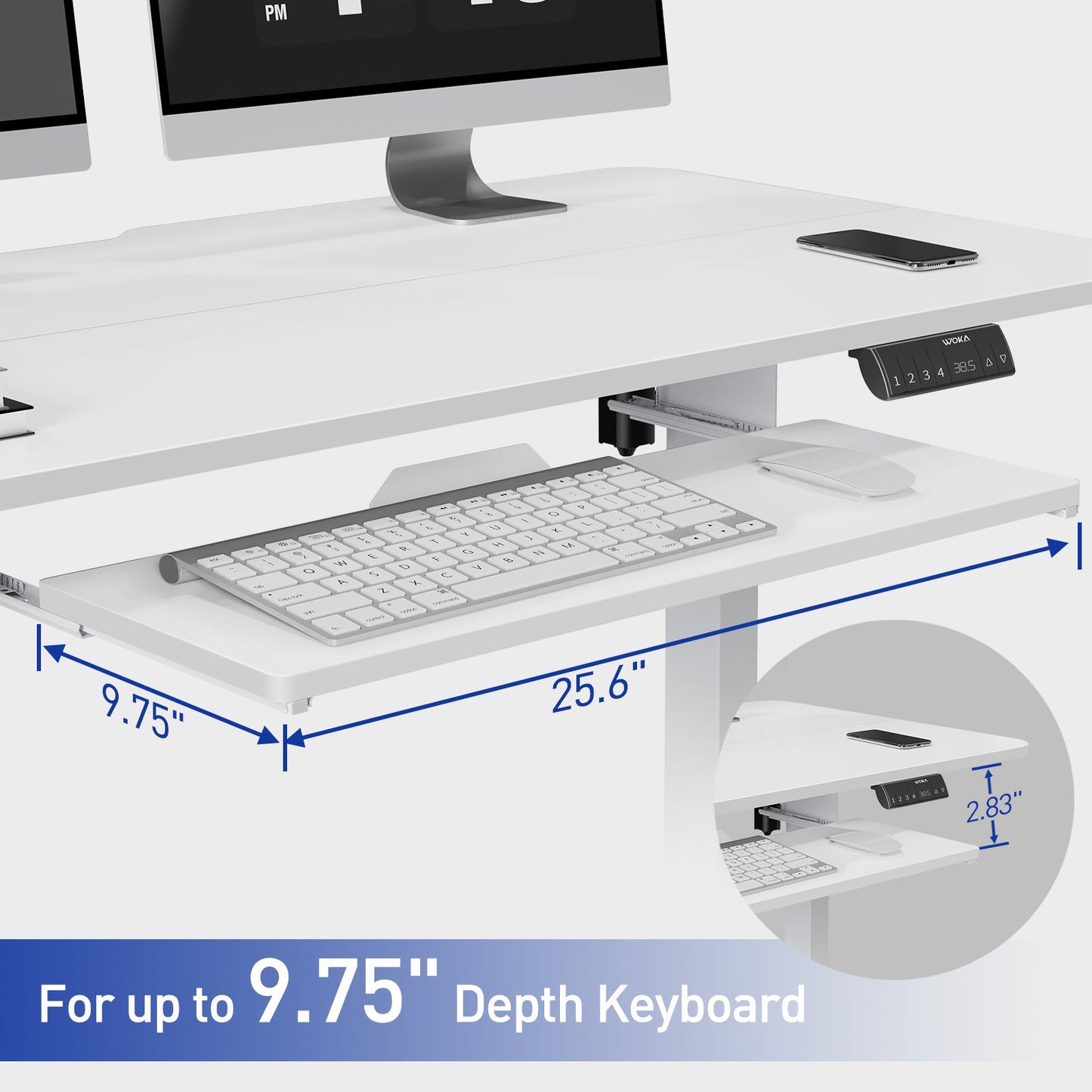 WOKA Electric Height Adjustable Standing Desk with Keyboard Tray