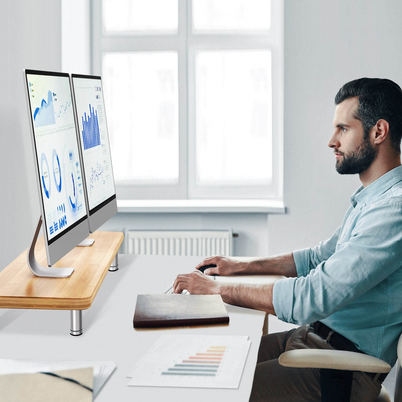 Bamboo Monitor Stand Riser