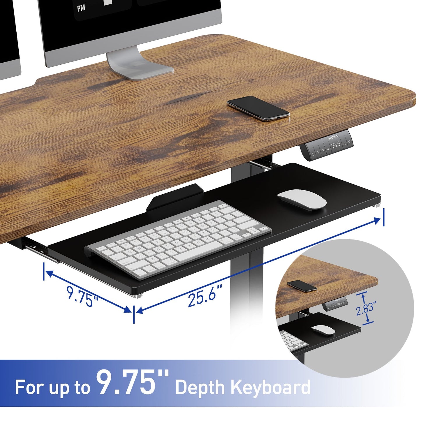 WOKA Electric Height Adjustable Standing Desk with Keyboard Tray