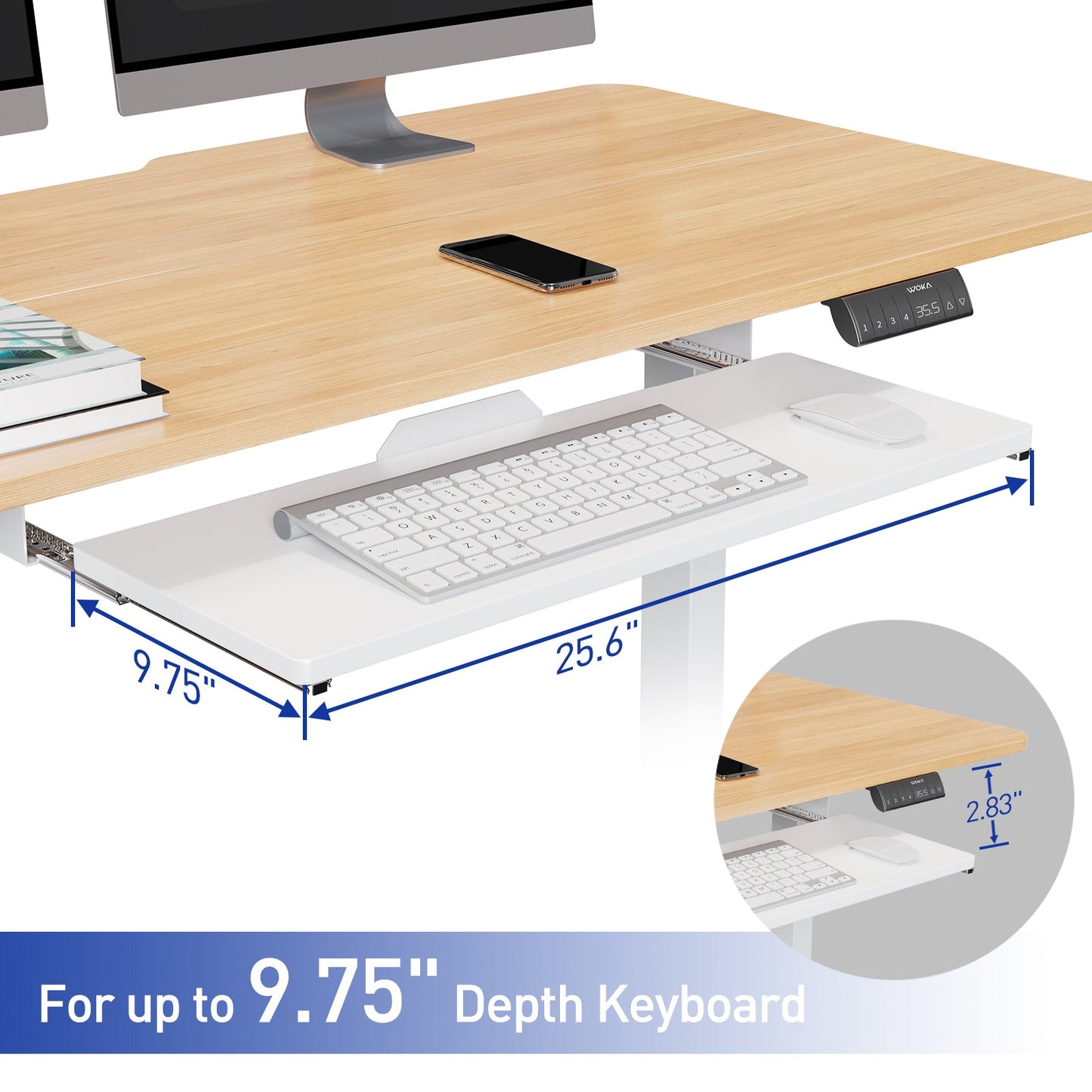 WOKA Electric Height Adjustable Standing Desk with Keyboard Tray