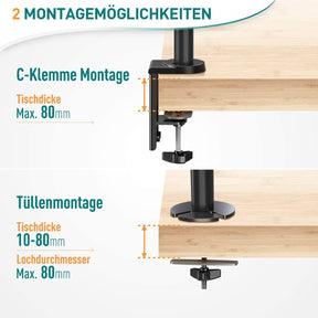 ELIVED Monitor Halterung 3 Monitore für 13-27 Zoll Bildschirme bis zu 8kg mit VESA 75/100, Monitor Arm EV006-DE