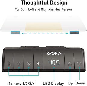 White +Oak electric stand up desk with memory keypad