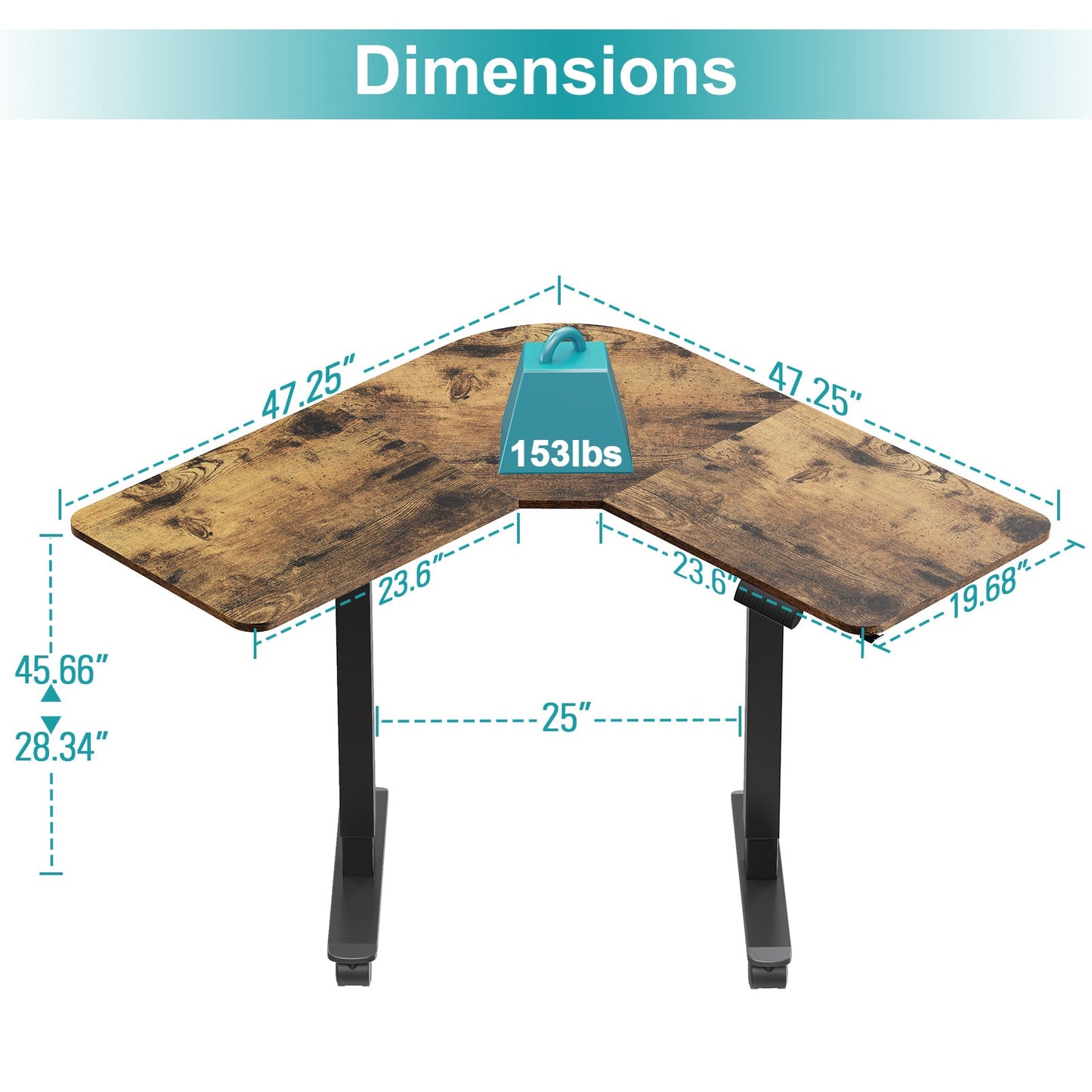 WOKA L Shaped Motorized Corner Standing Desk with Splice Board