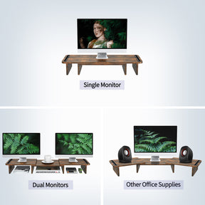 dual monitor stand loads more office supplies Rust Brown