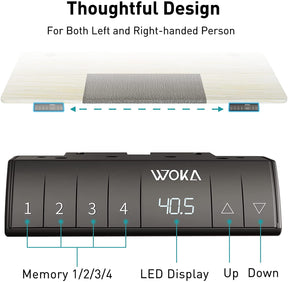 White +Oak electric standing desk with memory keypad