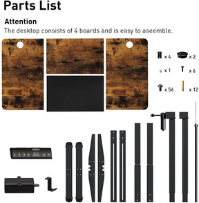 Rustic Brown + Black desk comes with neccessary hardware and bolts