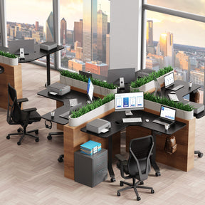 WOKA L Shaped Motorized Corner Standing Desk with Splice Board