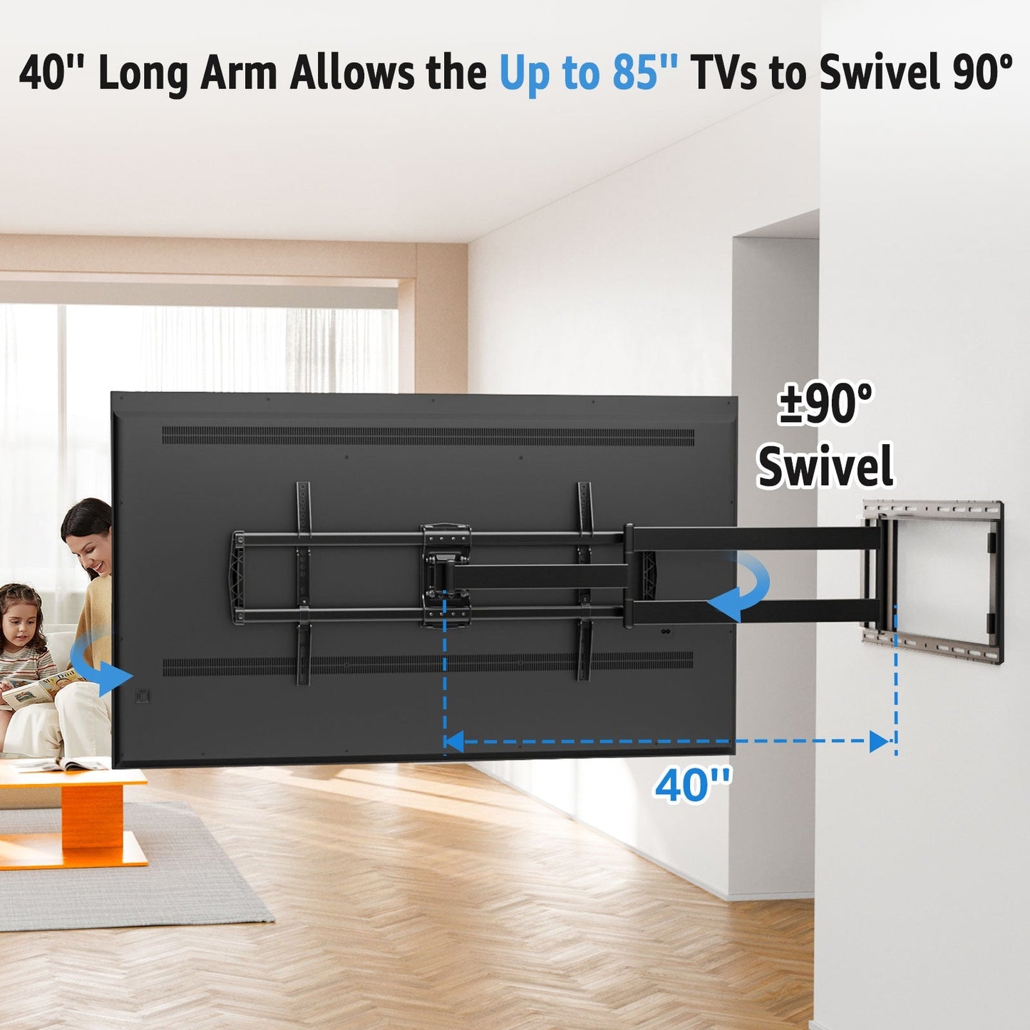 Full Motion TV Wall Mount For 42"-90" TVs MUT0059