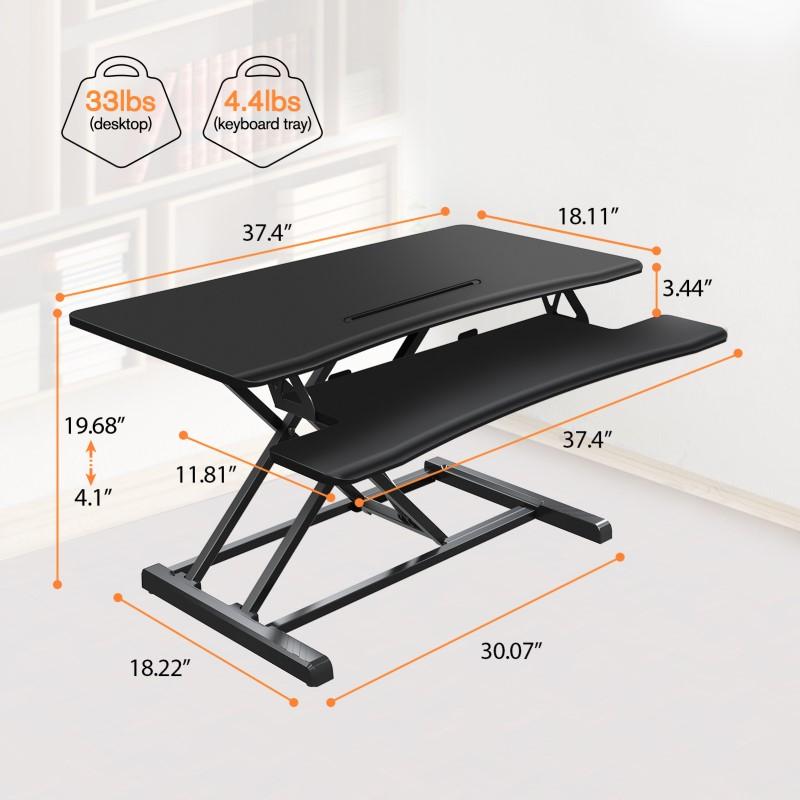 37.5'' stand up desk riser with keyboard tray