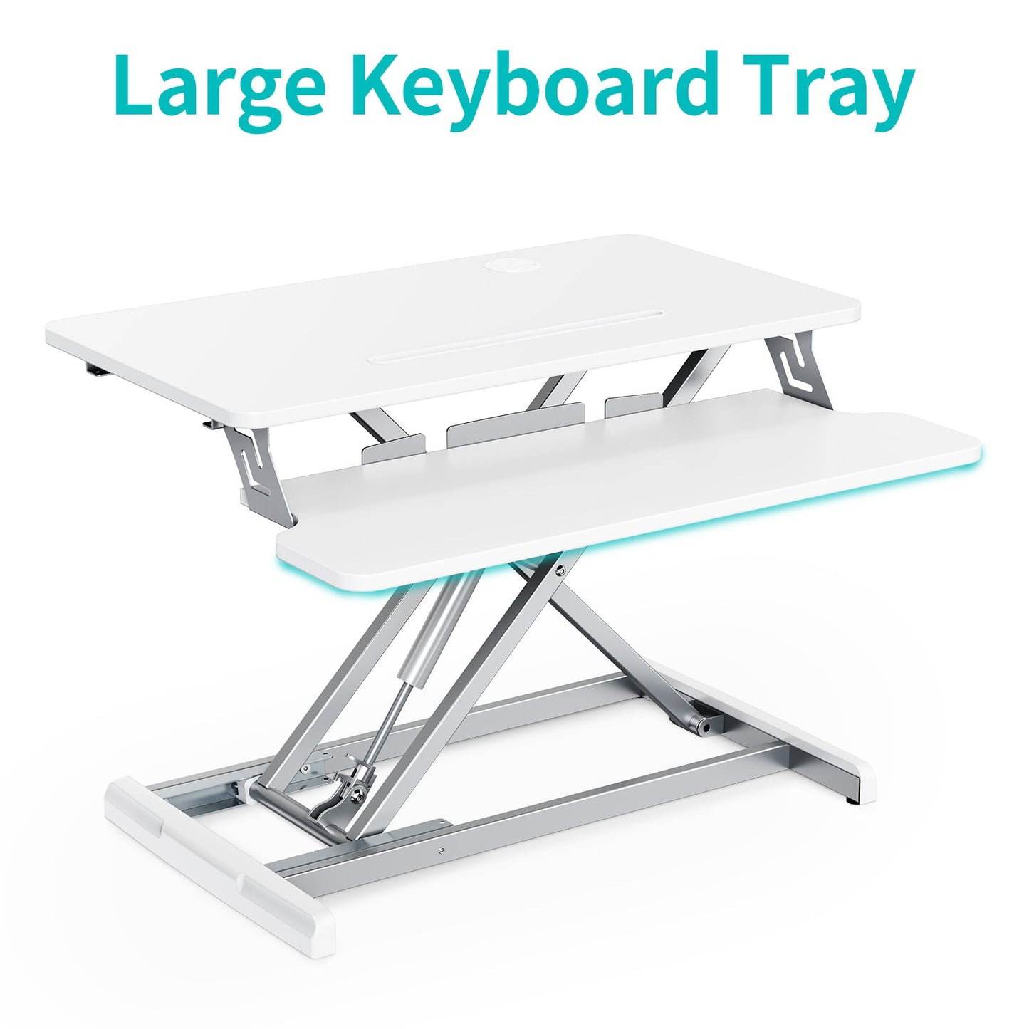 desk riser with a large keyboard tray White