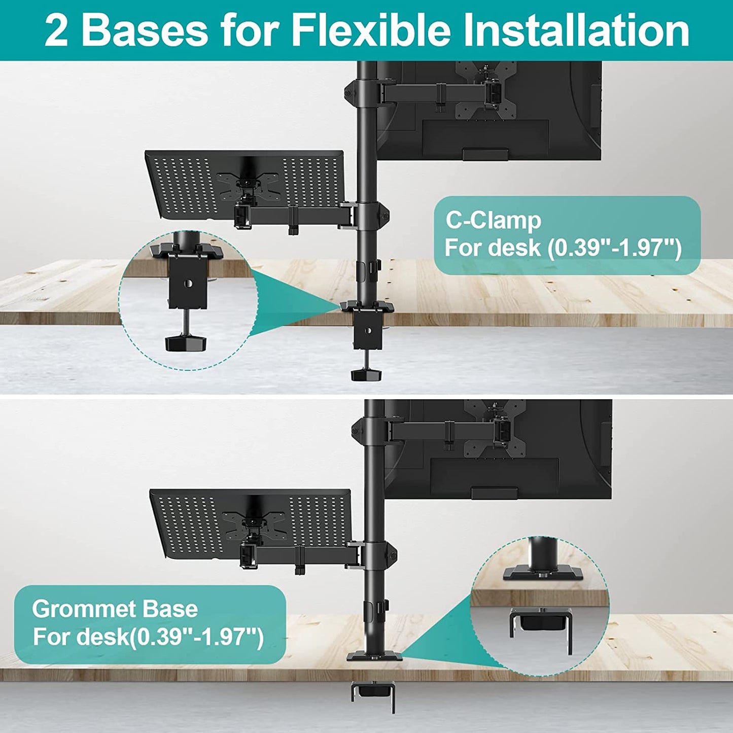 Laptop and Monitor Mount for 13''-32'' Monitors and 17'' Notebook