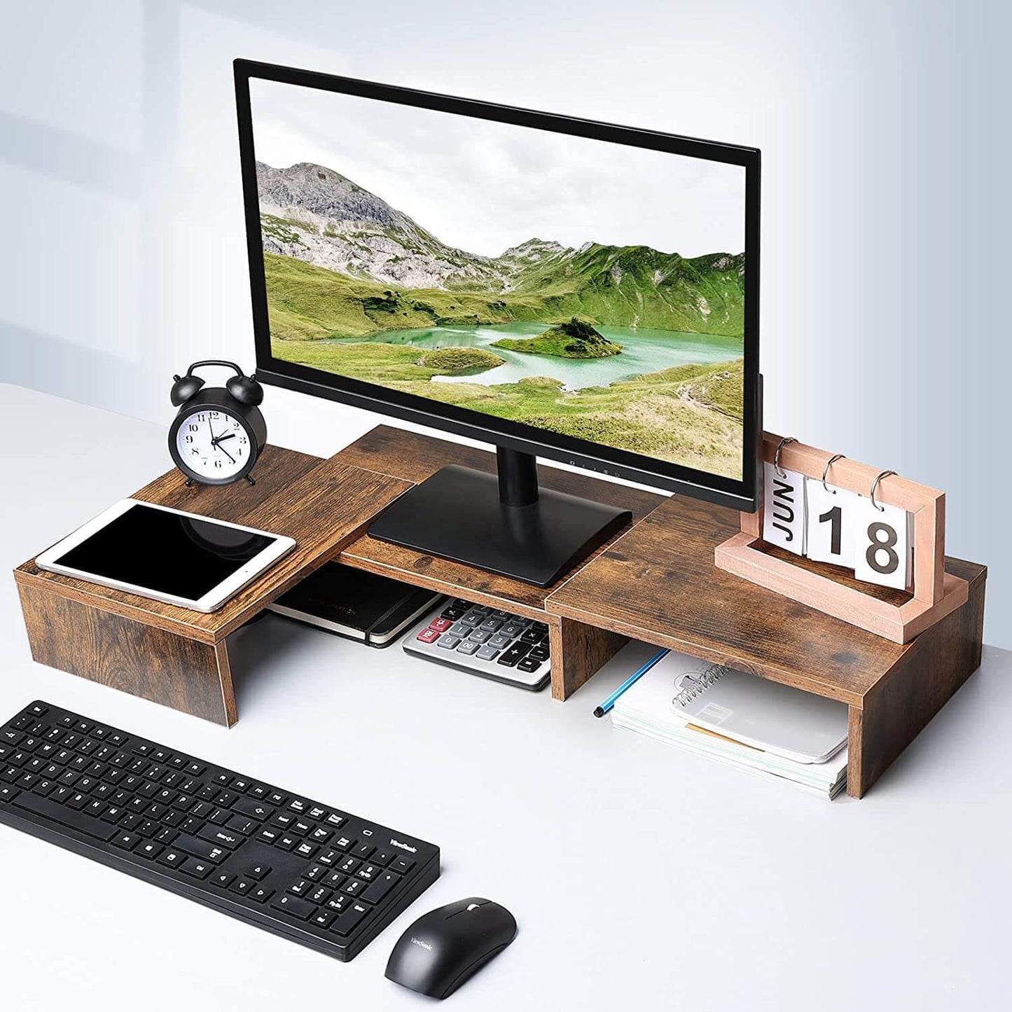 WOKA Rust Brown 3 Shelf computer monitor stand