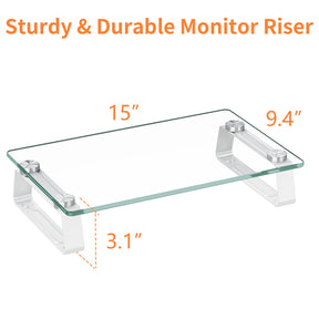 Glass Monitor Riser with Aluminum Legs