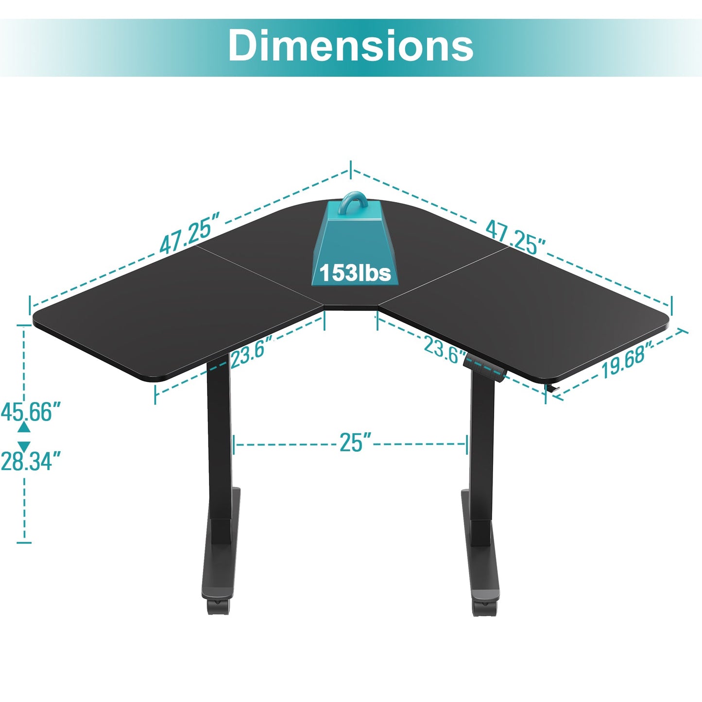 WOKA L Shaped Motorized Corner Standing Desk with Splice Board