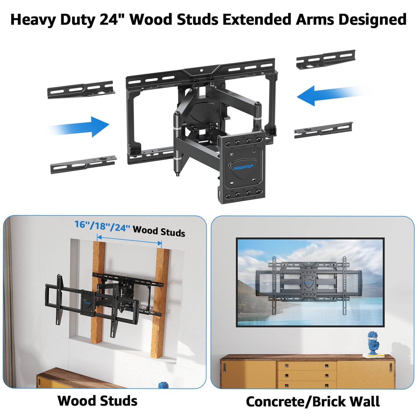 Full Motion TV Wall Mount for 37''-82" TVs MUT0058-24K