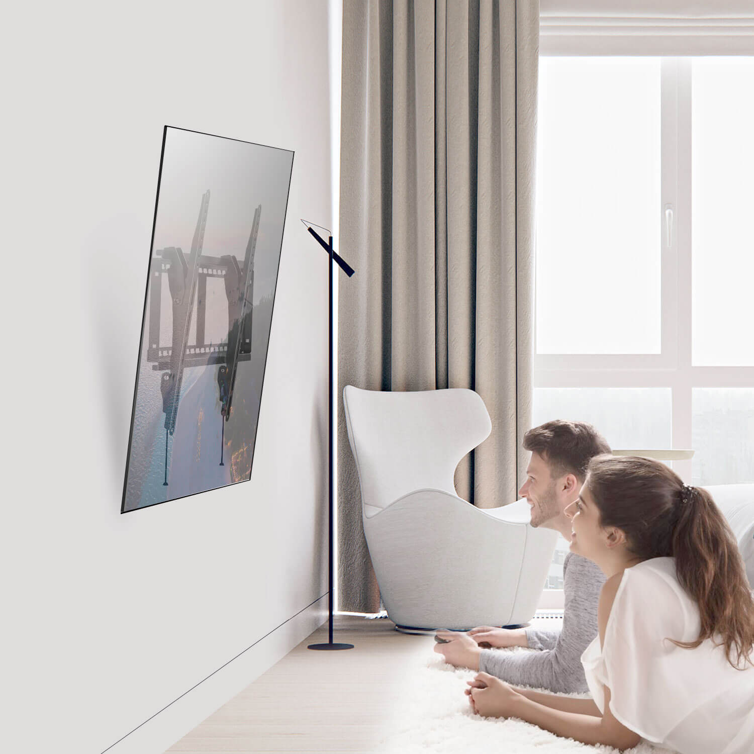 tilting TV wall mount in the living room