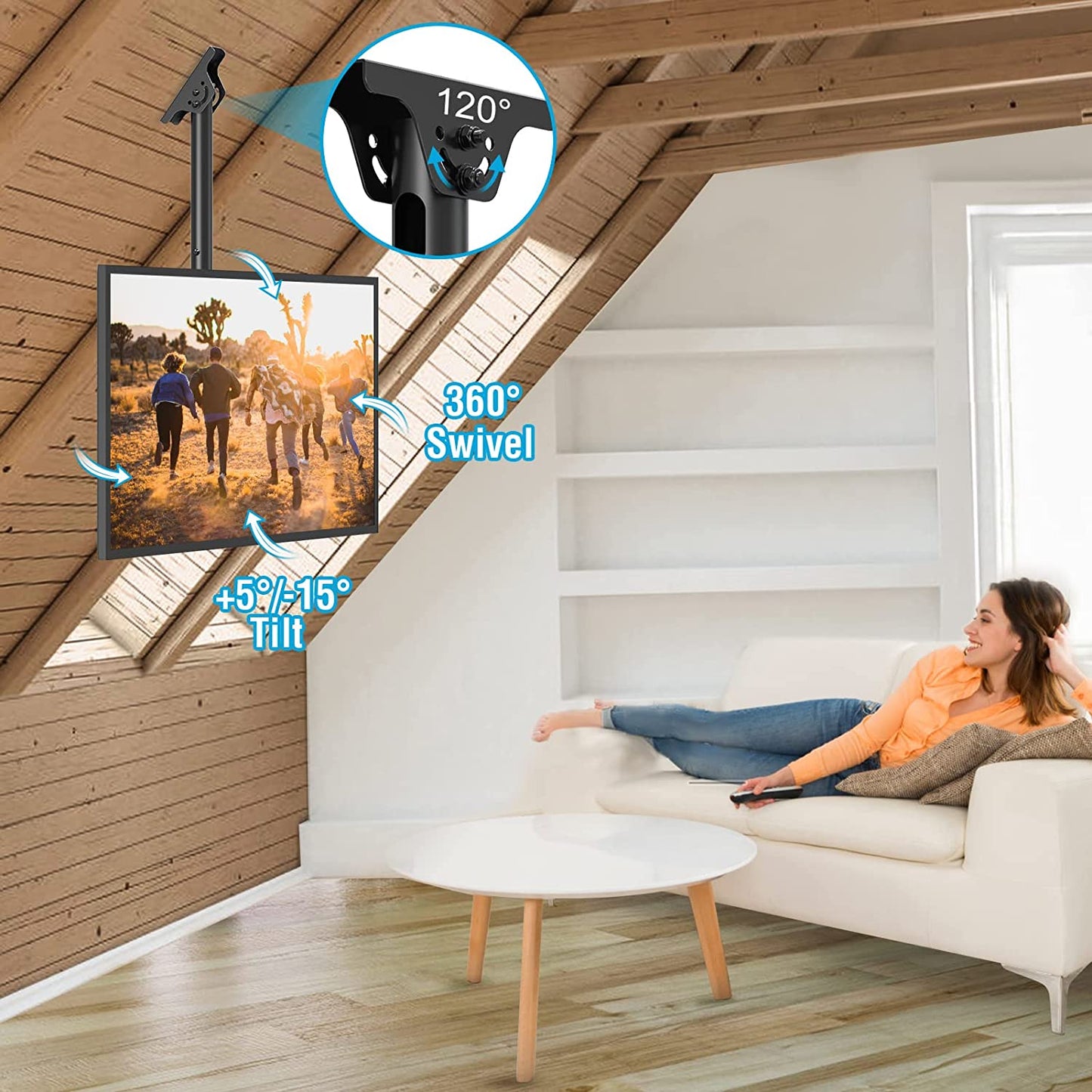 ceiling tv mount swivel and tilt for best viewing angle