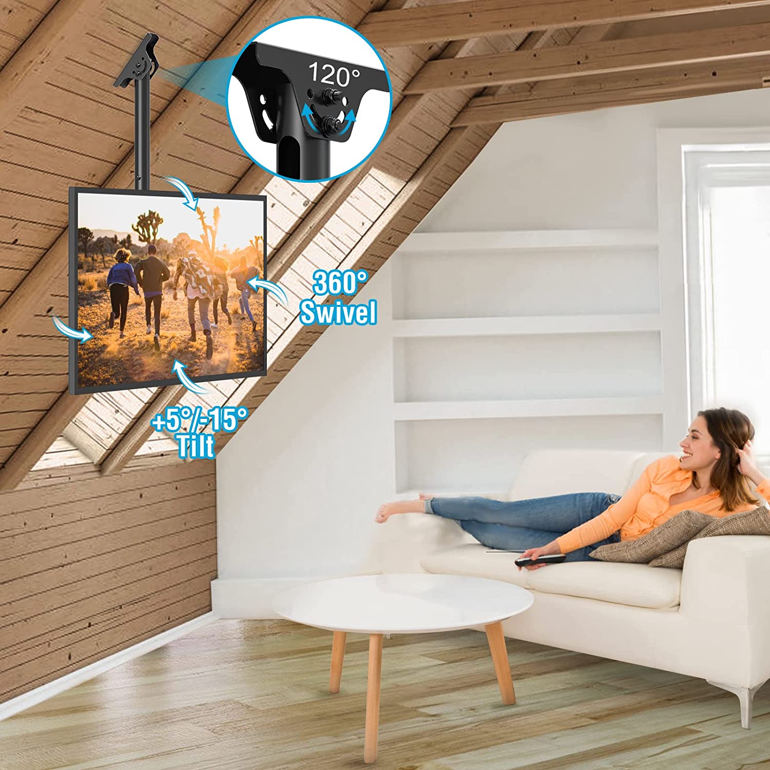 ceiling tv mount swivel and tilt for best viewing angle