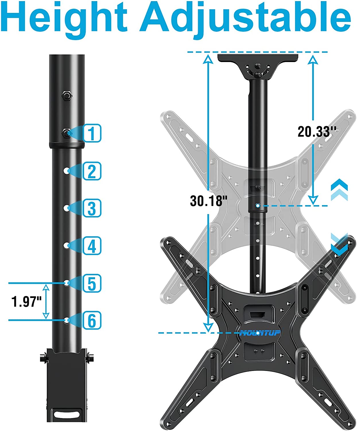 height adjustable ceiling tv mount