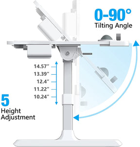 Pink height adjustable laptop bed stand